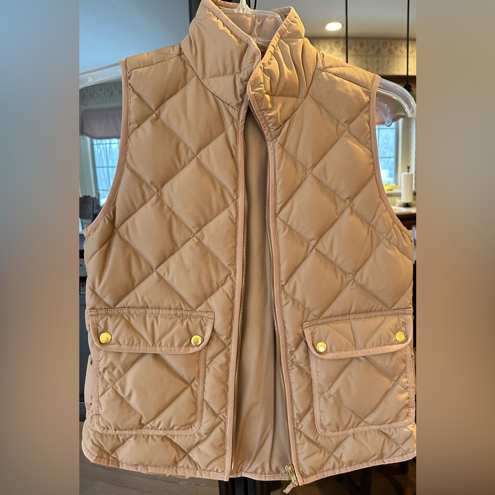 J. CREW Quilted Excursion Vest, Tan, XS